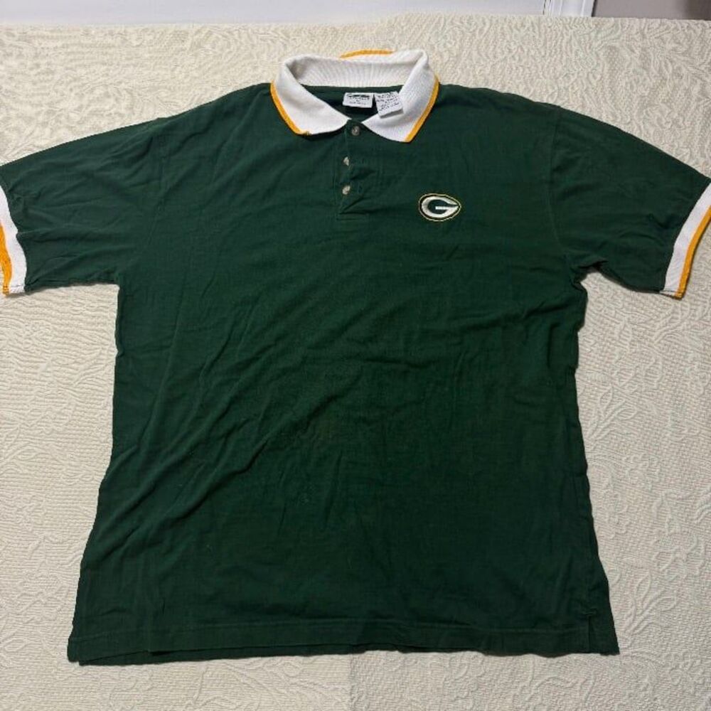 Vintage Top Notch Green Bay Packers Contrast Collar Polo Shirt Size L